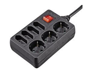 Multitoma, 7 enchufes, con interruptor, 1,4 m, negro