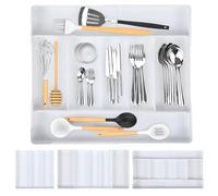 mumisuto Cuberteros Para Cajon Cocina,Organizador Cubiertos para Cajon Organizador de Cubiertos con Ajustable Compartimentos,Bandeja Extensible Organizador Cajones para Cucharas,Tenedores,Cuchillos