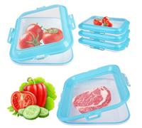 mumisuto Porta Embutidos Fresh, 3 Bandejas Para Almacenar Alimentos Al Vacío, Tapers Para Comida Hermetico, Sin Bpa, PP Ni Tpu Flexible, Azul