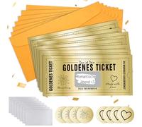 Mumjooyi 7 pcs Golden Ticket Tarjeta Rasca Cumpleaños con Sobres Tarjeta de Rascar Regalo pareja Romántico Billete Dorado para Rascar Tarjeta Golden Ticket