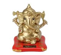 Mumusuki Escultura de Estatua de Ganesh con Energía Solar para Decoración de Salpicadero de Coche, Templo, Estatua de Elefante hindú, Esculturas de Buda, Figura de ídolo de Ganesha (Oro)