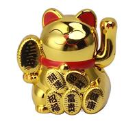 Mumusuki Juego de Brazos Que Agitan de Gato de la Suerte, con Energía Solar, Lindo Gato Que Agita Maneki Neko, Brazo Que Agita para Dinero de la Fortuna y Buena Suerte, Estatua de Gato de (Oro)