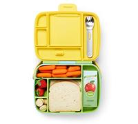 Munchkin Fiambrera Infantil, Fiambrera para Niños y Bebés, Lonchera con 5 Secciones Divididas, Fiambrera Bento con Compartimentos, Caja de Almuerzo para Colegio y Guardería con Cubiertos, Verde