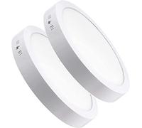 MUNDDY - Pack DE 2 Downlight LED Panel Superficie Redondo, iluminacion 25W, 3000k Blanco Cálido, Marco Blanco. Driver Incluido