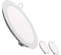 MUNDDY® Pack DE 3 Downlight LED Panel Empotrable Redondo, iluminacion 9W, 3000k Blanco Cálido, Marco Blanco, Driver Incluido Envio Urgente desde Madrid