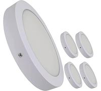 MUNDDY® - PACK DE 5 Downlight LED Panel Superficie Redondo, iluminacion 6W 12W 20W 25W, marco blanco. Driver Incluido (20W, 3000k Blanco Cálido)