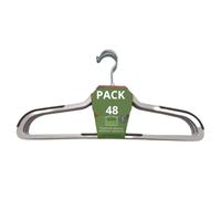 Mundo Home 48X Perchas Plástico Antideslizantes con Revestimiento Goma - Perchas Resistentes Ahorra Espacio para Ropa - Perchas Multifuncionales Gris-Negro