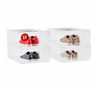 Mundo Home Cajas para Zapatos Transparentes Apilables - Organizador Zapatos Armario Apilable - Cajas Almacenaje Zapatos Plegable - Zapateras para Guardar Zapatos (Natural, Pack de 4)