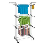 Mundo Home Tendedero Vertical de Pie 30M 3 Niveles con Ruedas 75-126X64X170cm - Tendedero Portátil con Ruedas para Interior y Exterior - Tenderete de Ropa con Alas Plegables Ahorra Espacio (Berlín)
