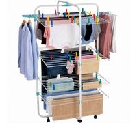 Mundo Home Tendedero Vertical Plegable 40M 4 Niveles con Ruedas 61×70×175cm - Tendedero de Pie Plegable de Acero para Interior y Exterior - Tenderetes de Ropa Plegables Que Ahorra Espacio y Tiempo
