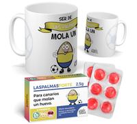 mundohuevo Pack F.C Las Palmas para Niños | Ser de Las Palmas Mola un Huevo | Accesorio Taza + Caramelos para Hinchas Fanáticos del Fútbol | Taza de Té | Cerámica de Calidad | Capacidad 350 ML