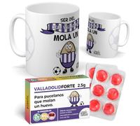 mundohuevo Pack para Hinchas del Real Valladolid | Tazas + Caramelos Ser del Real Valladolid Mola un Huevo | Taza con Diseño y Frase de Fútbol | Taza para Desayuno | Tassa con Capacidad de 350 ML
