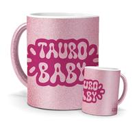 mundohuevo Tazas Únicas | Tauro | Edición Especial Purpurina Rosa | Mensaje Auténtico para Fans del Zodiaco | Cerámica Purpurina Rosa | Tazas para Café, Té... | Regalo Tauro.