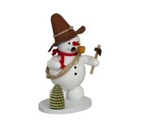Muñeco de nieve ahumador con sombrero de excursionista y piolet. Altura: 13 cm. Producto nuevo