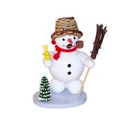 Muñeco de nieve de madera con pájaro y caseta para pájaros, altura 13 cm, nuevo