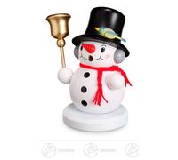 Muñeco de nieve de madera para incienso con cascabel. Altura: 17 cm. Nuevo