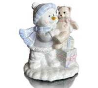 Muñeco de nieve de porcelana pintado a mano con regalos