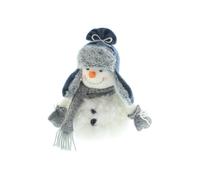 Muñeco de nieve decorativo con prendas azules para navidad h.24cm
