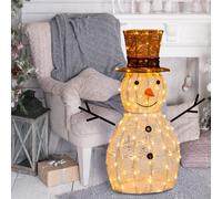 Muñeco de nieve decorativo iluminado para exterior de 70 cm de alto con 160 luces blanco cálido enchufable