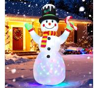 Muñeco de nieve inflable, 210 cm, con luces LED, decoración navideña