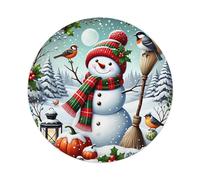 Muñeco de nieve, pájaros de invierno, farol, calabazas, letrero redondo de metal retro para cafetería, bar, pub, hogar, sala de juegos, gimnasio, club, decoración de pared, póster de metal vintage de