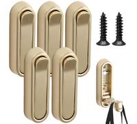MUNSKT Ganchos de pared plegables para colgar, 5 ganchos de pared plegables dorados resistentes, ganchos plegables para colgar en la pared, ganchos de aleación de zinc para baño, cocina, con llave