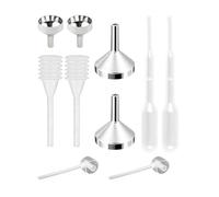 MUNSKT Juego de 10 Piezas Mini Embudo de Aluminio Metal, Gotero de Plástico Dispensador para Botella de Aceite Esencial, Llenado de Botella Pequeña, Purpurina en Polvo, Cosméticos, Manualidades, Arena