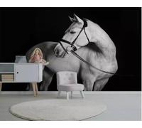 Mural 3D minimalista de caballos en blanca y negro papel pintado para salón pared de fondo y tapices artísticos decorativos para dormitorio