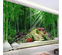 Mural autoadhesivo de paisaje natural de bosque de bambú verde 3D para sala de estar, papel tapiz de fondo para pared de dormitorio, adhesivo decorativo