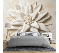 Mural De Papel Tapiz Floral 3D Para Dormitorio 300 × 210 Cm Relieve Texturizado Suave Arte De Pared Floral Blanco Papel Tapiz Botánico Moderno No Tejido Mural De Pared Grande De Lujo Para Sala De