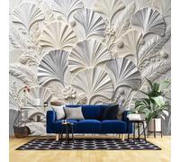 Mural De Pared 3D De 240X160 Pulgadas Papel Tapiz con Diseño De Hoja De Ginkgo Póster Botánico Fotomural con Textura De Relieve Escultórico 3D Decoración para El Hogar Dormitorio Sala De Estar