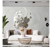 Mural De Pared Con Escultura De Mármol De Ilusión 3D De La Diosa De La Luna 200 × 140 Cm Papel Tapiz No Tejido Con Relieve De Rostro De Mujer Para Dormitorio Y Sala De Estar Estatua Clásica Gran