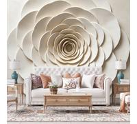Mural De Pared Con Relieve 3D Flor De Ilusión 3D Mural De Pared En Relieve 500Cm(W) X350Cm(H) Arte Moderno Adhesivos De Pared No Tejidos Para Dormitorio Sala De Estar - No Es Autoadhesivo Flor De Il