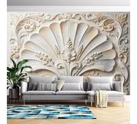 Mural De Pared Con Relieve De Concha De Damasco, Mural De Papel Tapiz Floral En Relieve 3D De 400 Cm (Ancho) X 280 Cm (Alto), Pegatinas De Pared De Arte Moderno Para Dormitorio Y Sala De Estar, No T