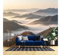 Mural De Pared De Montaña Nube Mar Y Amanecer De 240X160 Pulgadas Realista con Capas Bosque Otoñal Montaña Y Niebla Mural De Pared para Sala De Estar Sofá Estudio Oficina Fondo De Pared Mar De N