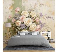 Mural De Pared Floral De Rosas Y Peonías Pintura Al Óleo Vintage Ramo De Flores Patrón Botánico Papel Tapiz De 350 × 280 Cm Papel Tapiz Grande No Tejido Para Decoración De Pared De Sala De Est