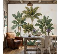 Mural De Pared Panorámico Palmeras Hojas De Plátano - 350x256cm Xxl Papel Pintado Seda Decoración De Pared Decorativos Murales Fotográfico Plantas Tropicales Antiguas, Verde