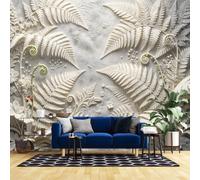 Mural De Pared Texturizado 3D De 180X128 Pulgadas Papel Tapiz Panorámico 3D De Helecho No Tejido Papel Tapiz Botánico De Hoja Póster Papel Tapiz Fotográfico con Textura En Relieve Decoración De