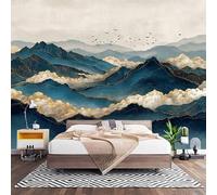 Mural Decorativo para Pared de TNT XL 250x175 cm, MontañAs de MáRmol de Lujo Papel Pintado Decoración Interior, Azul Revestimiento de Pared Fotomural para Oficina, Pasillo y Comedor 200x140 cm