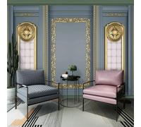 Mural dorado con motivos tallados y repujados en 3D papel pintado para salón pared de fondo y tapices artísticos decorativos para dormitorio