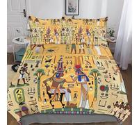 Mural Egipcio Juego De Cama De Microfibra Suave, King（220x240cm） Funda Nórdica, Egyptian-God-List Juego De Funda Nórdica Transpirable Beddling Set con Invisible Cremallera