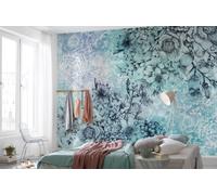 Mural Pared Fotográfico Flores Azules 368x248 cm Papel Pintado No Tejido