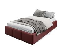 Muralo Cama Tapizada con Canapé 120x200 cm - Rojo Oscuro | Somier de láminas y canapé abatible, cabecero acolchado tapizado en terciopelo resistente, se entrega sin colchón