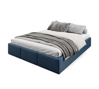 Muralo Cama Tapizada con Canapé 160x200 cm - Gris Oscuro | Somier de láminas y canapé abatible, cabecero acolchado tapizado en terciopelo resistente, se entrega sin colchón