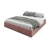 Muralo Cama Tapizada con Canapé 180x200 cm - Rosa Palo | Somier de láminas y canapé abatible, cabecero acolchado tapizado en terciopelo resistente, se entrega sin colchón