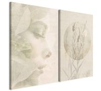 murando - Handart - Set De 2 Cuadros Collage Rostro de mujer 40x30 cm | flores 2 Pieza 20x30 cm Cada - Conjunto De 2 - Cuadro Artístico - Lienzo Habitacion Matrimonio