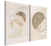 murando - Set De 2 Cuadros Insonorizado Modulares Fondo beige 120x90 cm | 2 Pieza 60x90 cm Cada - Conjunto De 2 - Pintura Acústica Cuadro Lienzo Habitacion Matrimonio