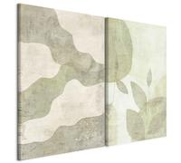 murando - Set De 2 Cuadros Insonorizado Modulares Olas y hojas 120x90 cm | 2 Pieza 60x90 cm Cada - Conjunto De 2 - Pintura Acústica Cuadro Lienzo Habitacion Matrimonio