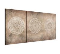 murando - Set De 3 Cuadros Collage Mandala beige 120x60 cm 3 Piezas | 40x60 cm Cada - Conjunto De 3 - Cuadro Para Pared Naturaleza Pintura Lienzo Habitacion Matrimonio