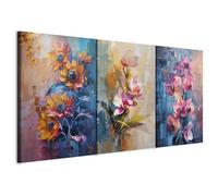 murando - Set De 3 Cuadros Fonoabsorbentes Modulares Floral 120x60 cm | 3 Piezas 40x60 cm Cada - Conjunto de 3 - Acústica Cuadro Lienzo Habitacion Matrimonio - Bodegón